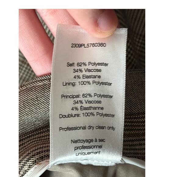 Veronica Beard Pants Arte straight cropped plaid brown size 6 - Picture 7 of 8